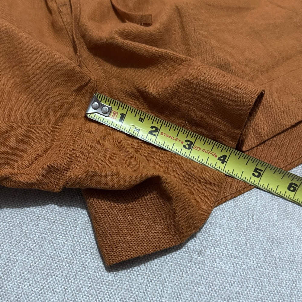 a new day Brand Linen blend PaperBag High Waisted Shorts-Sz M-Rusty Orange/Brown - Picture 5 of 12